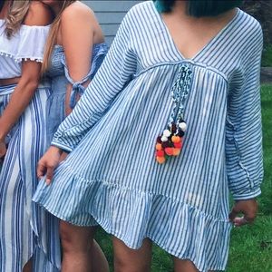 Zara striped tunic with prom poms